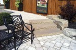 stone patio with steps